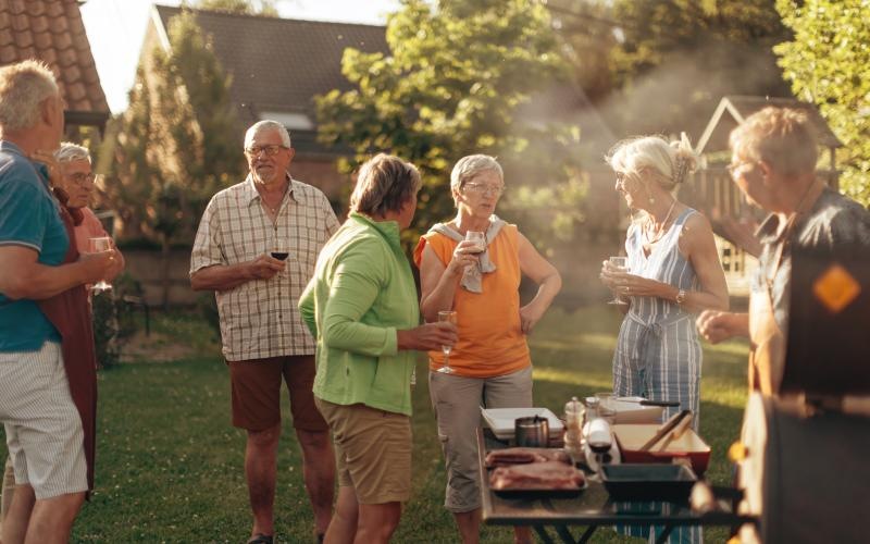 a group of people standing outside