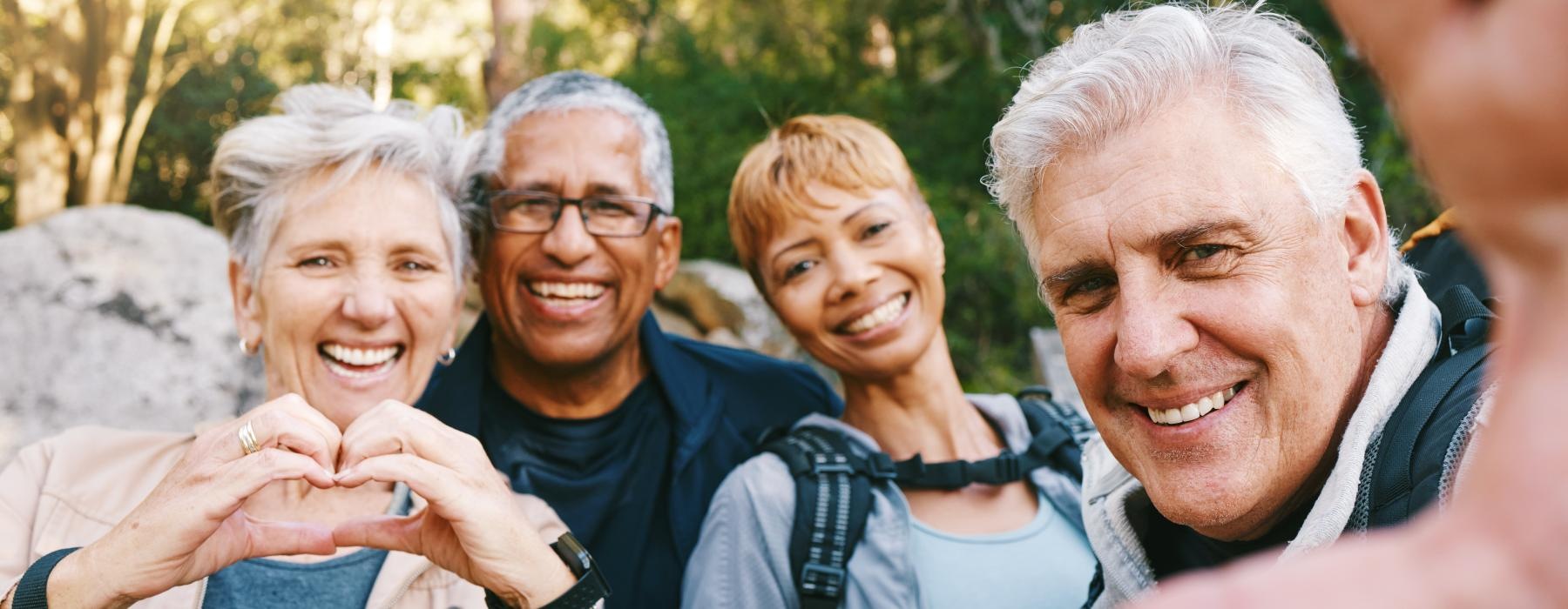 a group of people smiling