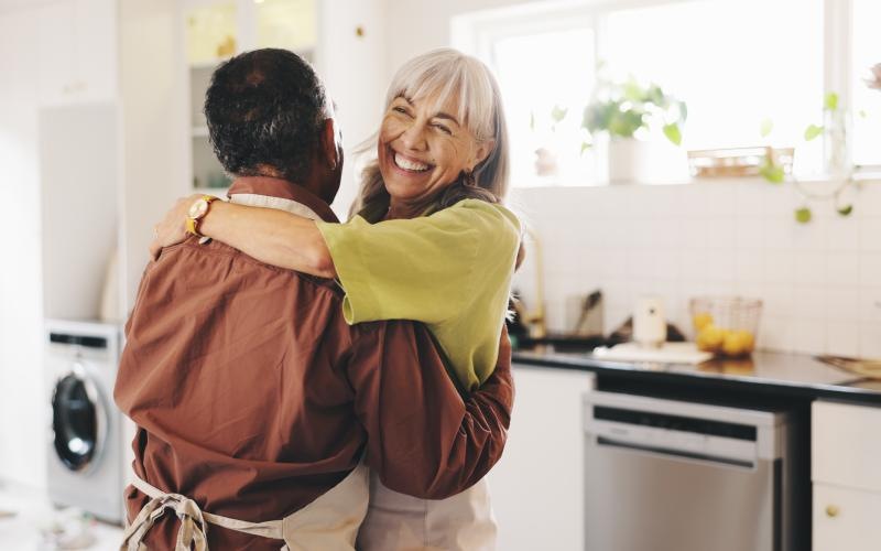a man and woman hugging
