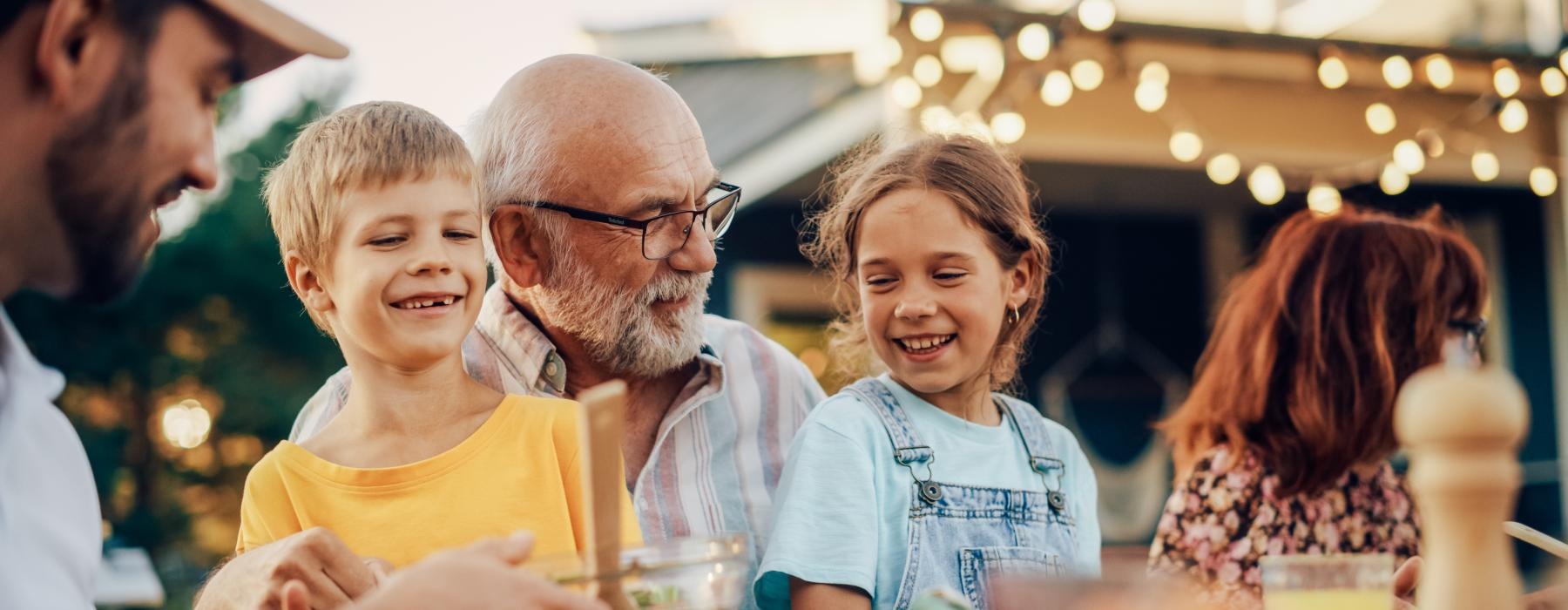 a family at a restaurant